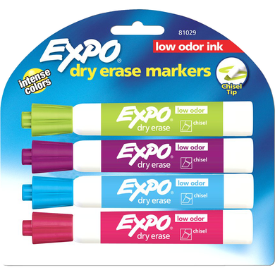 Expo Low Odor Dry Erase Marker- Asst Chisel | 4 Pk