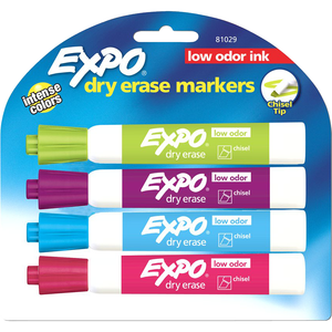 Expo Low Odor Dry Erase Marker- Asst Chisel | 4 Pk