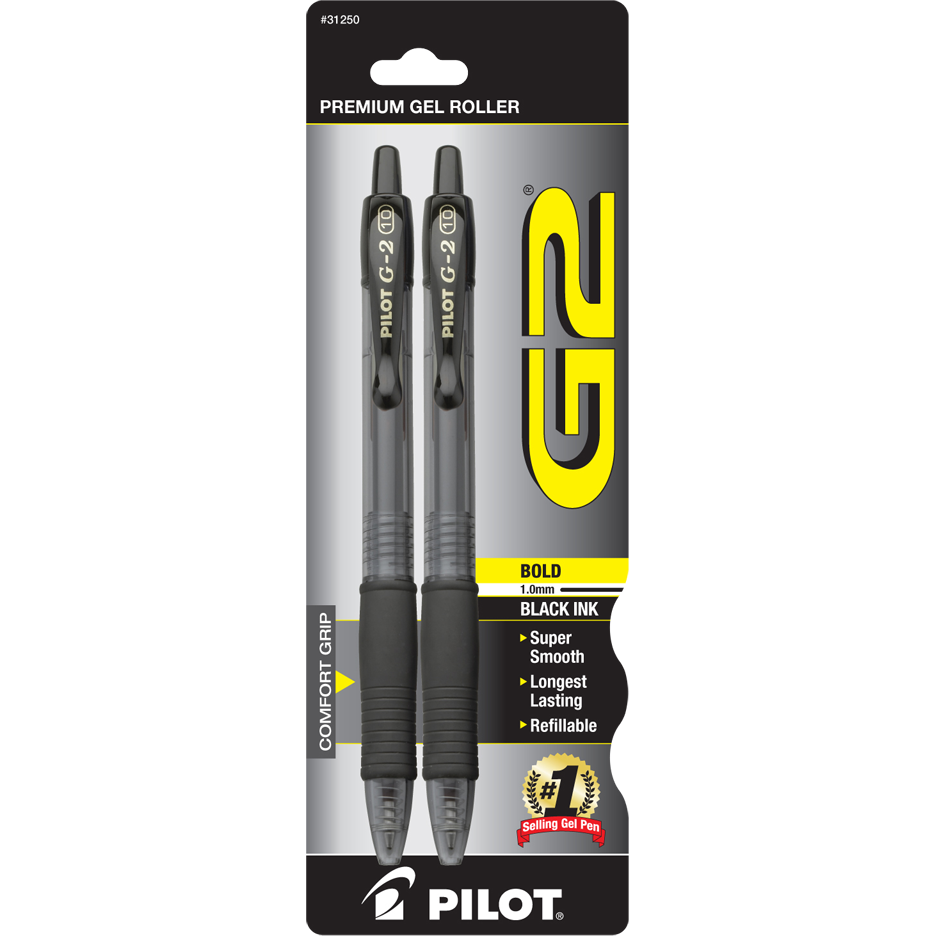 G2 Retractable Gel Pen | 1.0mm Black 2Pk