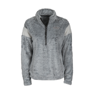 Ladies Remy 1/4 Zip Fuzzy Pullover, Frosty Grey/ Natural