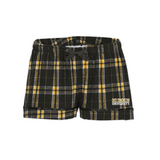 Women's Flannel Short | Black/Gold Plaid